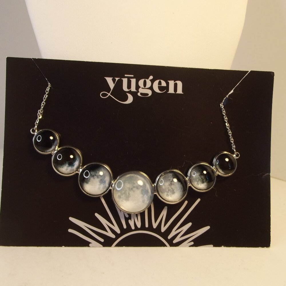 Necklace - Yugen Phases of the Moon Silver Tone Necklace